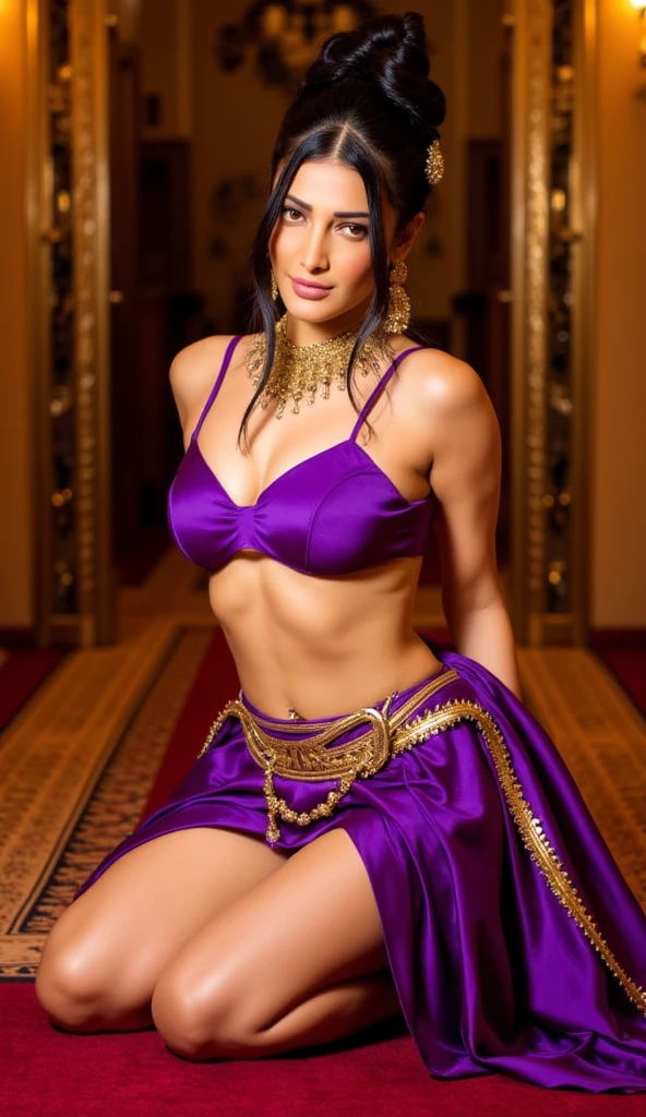 A healthy blissful beautiful erotic indian royal queen goddess submissive woman, fair skin, perfect defined alluring attractive eyes, pleasant smile, extra-large tight healthy breasts, hour-glass body shape, perfect body, wearing royal super delicate tight fine opulent silk velvet vibrant dark black saree,(tight cloths),  in kama sutra postion, ((8k)), hyper-realistic, masterpiece