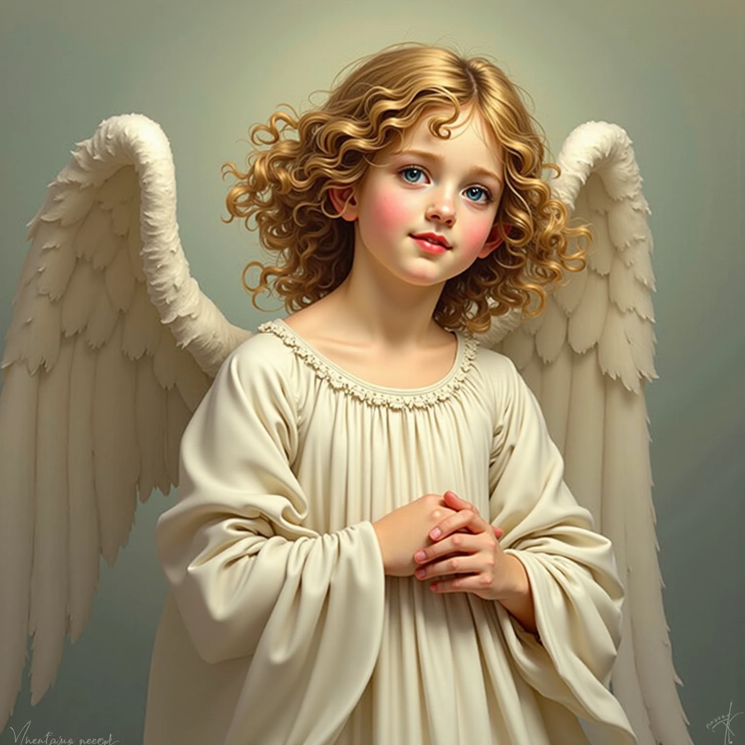 painting of a girl with angel wings sitting on a cloud, cute angel, cute angel, of a beautiful angel girl, portrait of a cute angel, angel girl, lovely digital painting, cute portrait of angel girl, angel, angel-themed, cherub, full of angel paintings, angelic face, angelic, angel face, beautiful female angel, angels long black hair