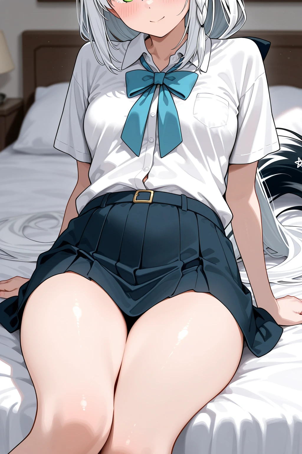 (((megami magazine))),(masterpiece)), ((top-quality)), (The ultra-detailliert), ((kawaii)), cute little, (Wonderful), ((ighly detailed)), 4K、 (8K), top-quality, (Beautiful fece),(((World-class quality))), ighly detailed, hight resolution,(((独奏)))、(((short bob hair with brown hair)))、(((small bangs)))、(((almost no bangs))).((((put out one's forehead)))).((((Bangs parted in the middle))))、(((Brown hair))).(((Detailed depiction of the thigh))),、(((student clothes))).(((Sailor suit with short sleeves)))、(((Dark blue skirt))).(((((Banknotes scattered on the floor)))))、(((Detailed crotch depiction)))、(((Open your crotch)))、(((White liquid dripping))).(((A slight smil)))、(((red blush)))、(((Beautiful body lines))).(((slightly larger udder)))、((Crab crotch)).((Red lace panties)).((Putting out the chest)).(((Show breasts))).((barechested)),((Look down at me))、(((limp))).(((perspiring)))、(((Emphasis on the crotch)))、((((Hotel Rooms))))、(((natta))).(((Opening legs)))、(((Grabbing the udder)))、(((Composition seen from the feet))).(((Look down at your feet)))、(((Sit on the red bed)))、(((Composition seen from the front))).(((wetting hair)))、(((Open your crotch)))