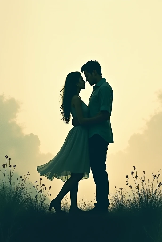 silhouette of a man and a woman illuminated by a light that comes from the beyond