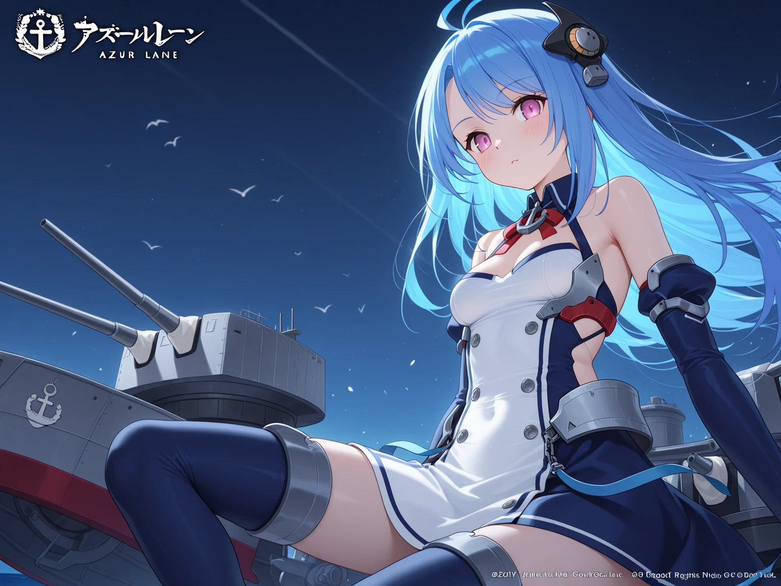 ((top-quality)), ((masterpiece)), ((ultra-detailliert)), (extremely delicate and beautiful), girl with, 独奏, cold attitude,((Black jacket)),She is very(relax)with the(Settled down)Looks,A dark-haired, depth of fields,evil smile,Bubble, under the water, Air bubble,bright light blue eyes,Inner color with light blue hair and dark blue tips,Cold background,Bob Hair - Linear Art, shortpants、knee high socks、White uniform like school uniform、Light blue ribbon ties、Clothes are sheer、Hands in pockets