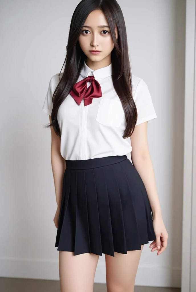 best quality, tmasterpiece,Ultra-high resolution,Clear face,(Reality:1.4),ferpect lighting,(upper body shot), (photorealistic:1.50), anime wallpaper, Guviz style artwork, cover-up fantasy up to magic , by Yang J, Guviz, beautiful artwork illustration, beautiful digital artwork, beautiful digital illustration, Li Song, beautiful anime portrait, art style in Beauvot,tokisaki kurumi, black hair, (low twintails), (hair above one eye:1.7), (red eyes:1.2), (small breasts:1.2), BREAK blush, smile, thighs, bow, ribbon, frills, apron , white upper thigh, wrist cuffs, maid, maid headdress, garter strap, BREAK looking at the audience, BREAK indoors