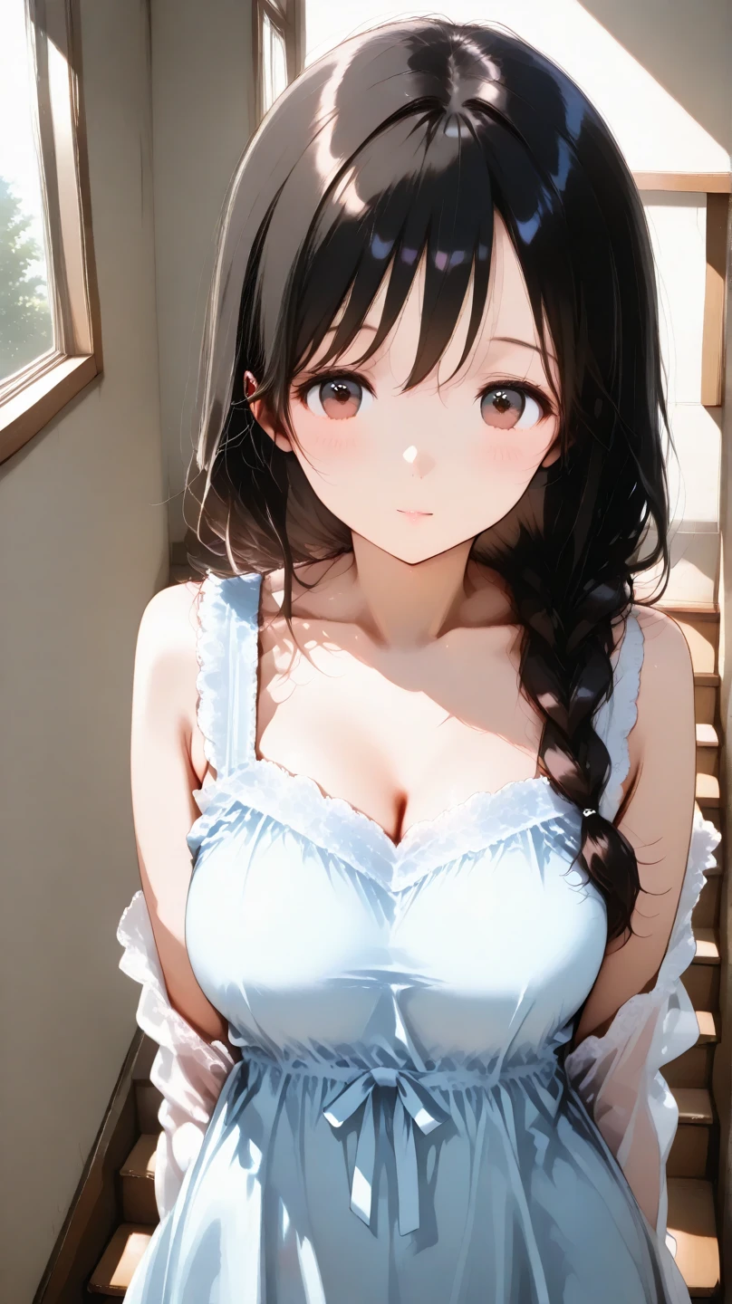 8K、cute、Adult Girls、detailed、black eye、Black Hair、sexy、Random Pause、Random hairstyle、reflected light, Chiaroscuro, Written boundary depth, Cinema Lighting, Ray Tracing, Sony FE GM, Ultra-high resolution, 超detailed, masterpiece, Textured skin, Attention to detail, Highest quality, Awards,Bitch、Huge breasts、Too big、Saggy breasts、whole body、