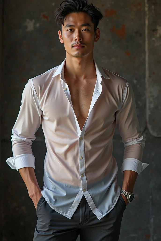 A europian male model wear white shirt 