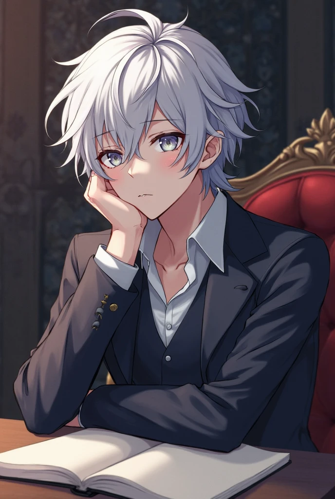 masterpiece, best quality, sketch, 1boy, solo, male focus, looking at viewer, , , <lora:lugh_tuatha_de:0.66>, lugh_tuatha_de, white hair, grey eyes, formal, necktie, dress shirt,
