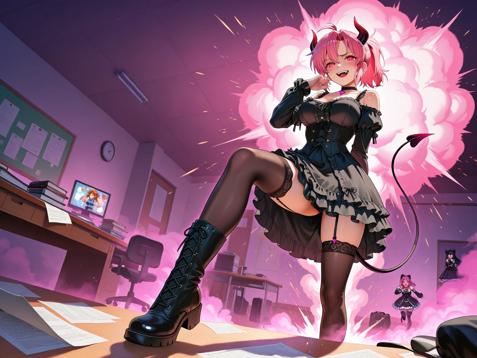 Transformation Heroine Dark pink leotard a miniskirt Dark pink long boots Dark pink gloves Dark pink cloak justice poneyTail Branded Hair Sleeveless A smile with shame Western Boots Full body painting long boots Raw feet Poop sitting Thigh legs pee public restroom Toilet room Toilets Private Defecation お漏らし Dark underhair