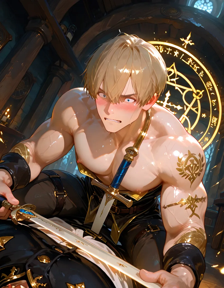 vane /(granblue fantasy/)vane /(granblue fantasy/),(masterpiece, from below,NSFW,best quality:1.2),muscular２０Year old man, solo, peniuscular and strong body、nude,Super detailed,,Beautiful detailed skin, white skin,、(shiny oily skin、Soaking wet:1.3) 、sweaty body, vapor、sexy, (detailed face,blush、Screaming:1.2), projectile cum、cum,large amount of semen、,(penis,gangbang,spread their legs,anal.sex:1.4)、Black stone wall、Black stone floor、dark room
