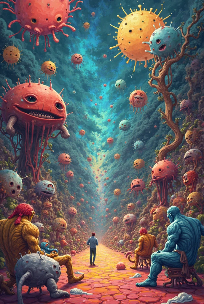 A mnemonic realm, swimming pool of brains, a tentacled monster, filled with shimmering, translucent brains. Each brain represents a forgotten memory or lost thought, and as individuals swim among them, they gain fleeting glimpses of past experiences and emotions, existential horror, inspired by retro-futuristic graphic fine art, steampunk backgrounds, acrylic on metal, metallic paints.