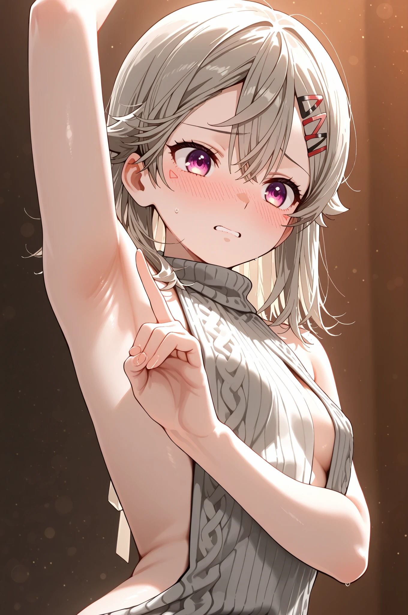 1 girl ,(from above:1.2),purple color hair、Purplish pink eyes that dreamers desire, (Blonde hair) , small stature, Colossal tits, Lori, (masutepiece:1.2, Best Quality), (finely detailed beautiful eye: 1.2), (beautifull detailed face), (Best Illumination, extremely delicate and beautiful), ((Cinematic Light)), Dramatic light, (Pale white background:1.5), Short bob hair（1:3）、Ultra Contrast、Braid a little around the ears, White long dress、only has 5 fingers、、Her pussy is visible through the white thong、Wet pants、You can see inside your underwear、full of sweat、mocking look、diaper、nffsw,Arms crossed、grab the arm、Shoot from above、The angle is as seen from below.、Best Quality、Large breastuscular pussy、Pubic hair,high-level image quality、hightquality、8K,perfect hand、5 fingers、finger pin、Perfect Finger、T back、Naked、noise cut、bullet hand、Her hair color should have been a brighter purple.The skirt part is also carefully expressed..、Purple skirt、the skirt is floating in the wind、Dark purple panties、Pubic hair majority,A scene of make cooking Carbonara Pasta in the kitchen,(with sparkling eyes and a contagious smile),open mouth, Looking at Viewer, 