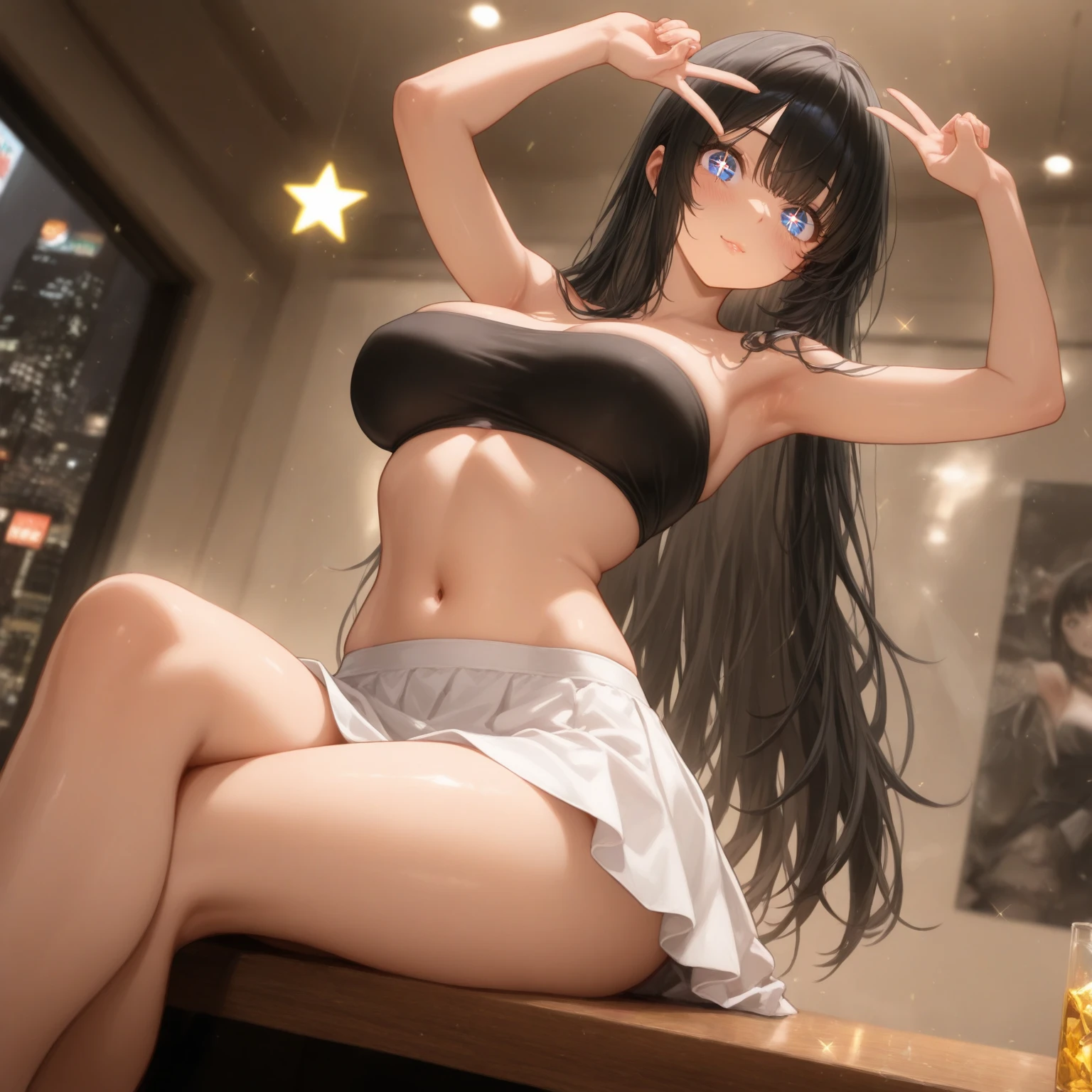 NSFW:1.6,((highest quality)), ((masterpiece)), (detailed), Perfect Face,裸のcute日本の女の子、Stand up、1 person、Large Breasts、cute smile、(Posing with legs open、whole body、Completely naked:1.5)、highest quality, shape, Super detailed, finely, High resolution, 8k wallpaper, 完璧なダイナミックな構shape, detailed and beautiful eyes, iris、Natural color lip, 20-year-old girl、cute、Beautiful eyes that are detailed and mischievous,cute poses、whole bodyショット、from the front、(Diagonally below,Condescending angles,too long legs,Hands on hips,Emphasizing long legs:1.3)