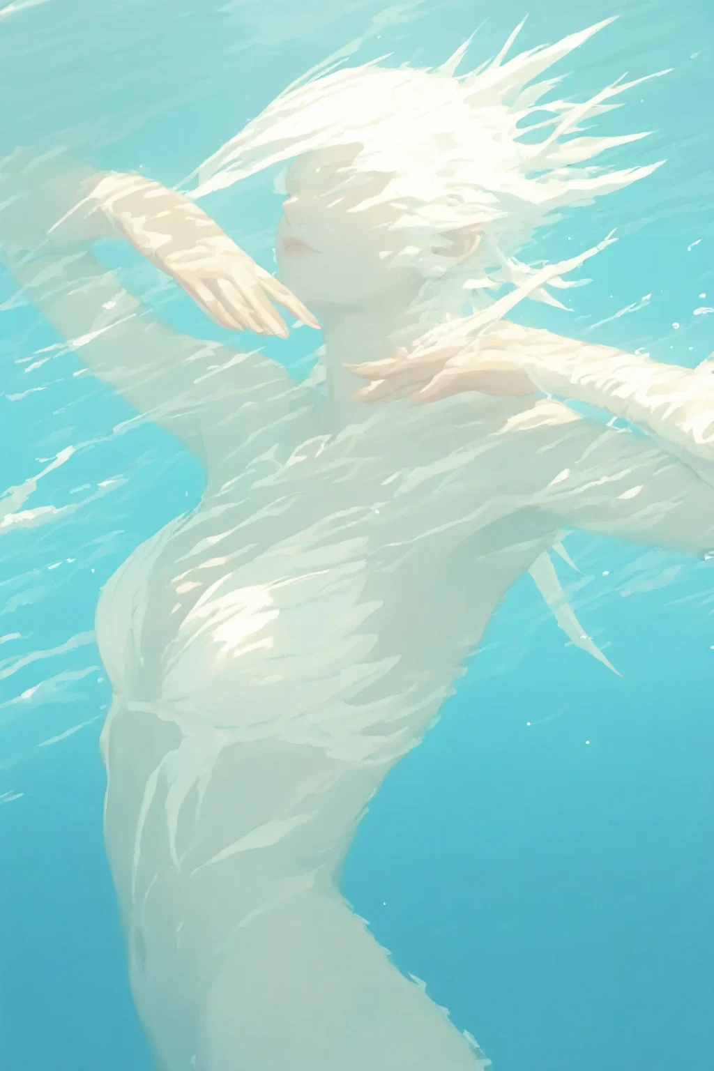 A 30 years old woman, luscious, very sad, ((very small lungs)), thin waist, wide hips, very white skin, long straight yellow hair with a ponytail, ((drooping eyes)), light blue eyes, bright red lipstick. she is wearing a red one peace swimsuit. full-body image framing, swimming pool, wet