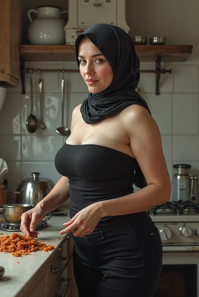 (On a table:1.2, Best quality:1.2), ((malaysian woman, malay, mature, mature face, Sold for 50 years)), (Hijab:1.35,Erotic naked body, Oversized cleavage:1.55, Hairy underarms:1.3), (Detailed faces, Detailed skin texture), (Stick out her tongue:1.5, Long tongue:1.5, abandoned cottage:1.3, farms)