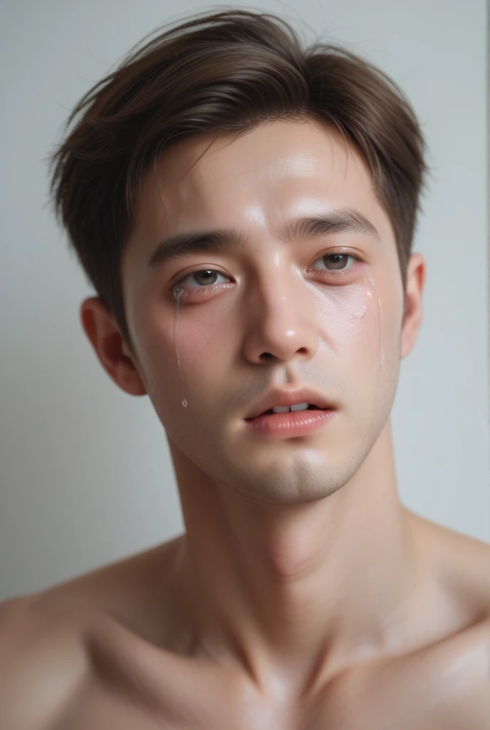 Young man with cum on his face