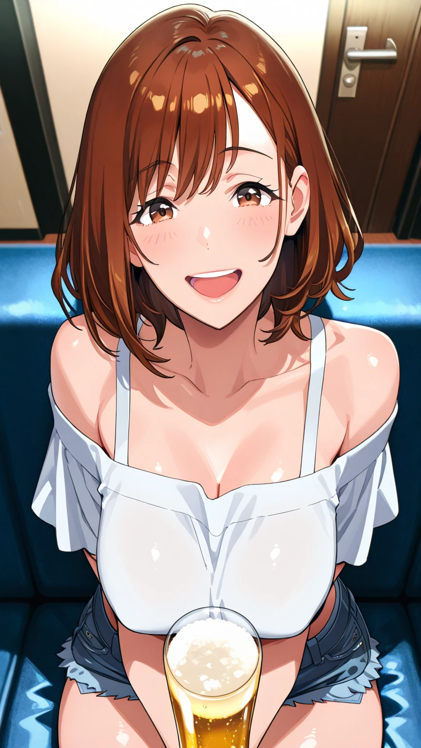 ((masutepiece, Best Quality, hight resolution, nffsw, Perfect Pixel, depth of fields, 4K, )), 1girl in, Solo, Lori, Beautiful anime girl, Beautiful Art Style, 
close up, Looking at Viewer, 
Perfect body,  

isshiki iroha, Short hair, large boob, 

Full face blush, Smile, Open mouth, 

large breasts, nipples, happy, smile, blush cheeks, breath, sweat, undressing,
nsfw,beautiful woman, cute, masterpiece, an extremely detailed and delicate,extremely fine and beautiful,semen on the tongue,blowjob,flushed cheeks