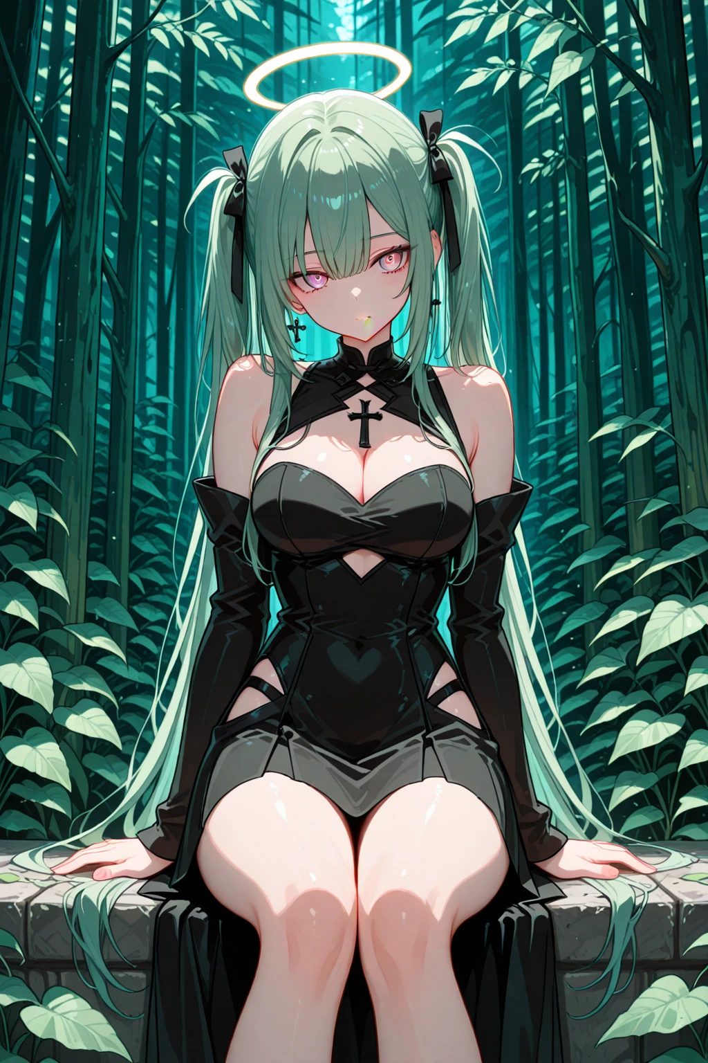 score_9, score_8_up, source_アニメ,Sayonara Minakami,,very big breast,shiny skin,Fallen into evil,empty eyes,Symbiote,Spider Suit,Tar Swamp,High leg,corset,spiderweb