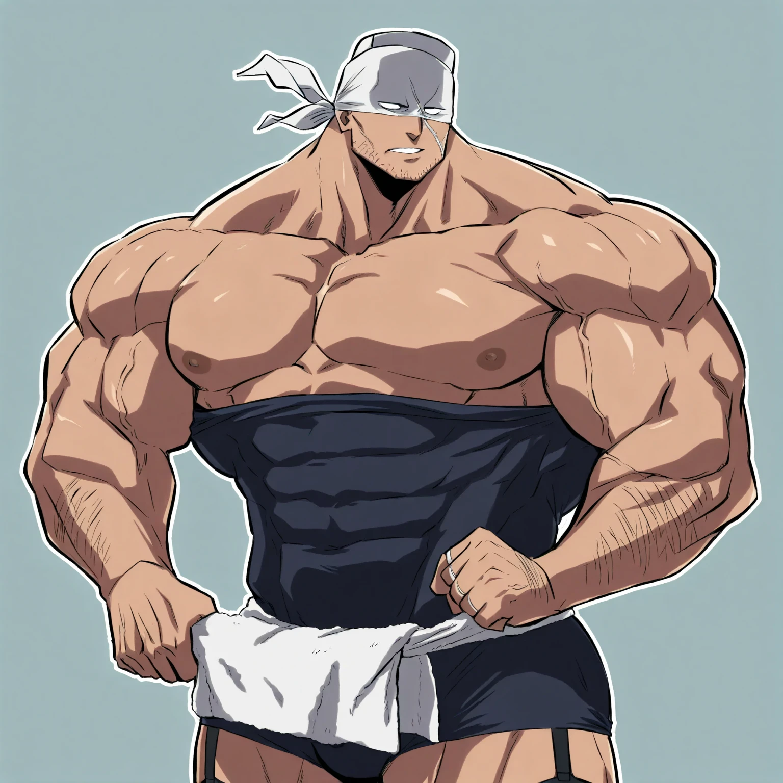 Bowser man, exaggeratedly muscular (big muscles), detailed eyes, prominent and dilated veins, alpha male, huge pecs (huge: 2.5), sensual expression, beautiful bulge, sexy pose, muscular thighs, huge biceps, full body (white background).