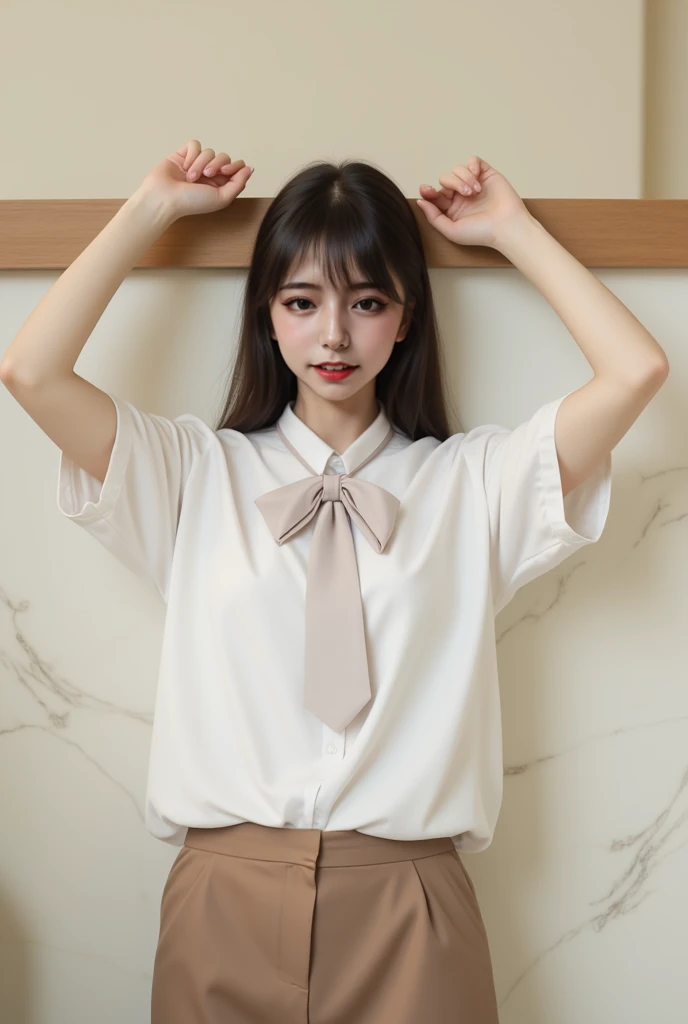 (8K、top-quality、masterpiece:1.2)、(realisitic、Photorealsitic:1.37)、ultra-detailliert、1womanl、 20yr old、独奏、((Beautiful ribbons))、(((A dark-haired)))、(a smile:1.15)、beautiful finely detailed eyes、(shirt with collar:1.1)、business clothes、(short-hair:1.2)、 (((Art Room)))、 picture frame