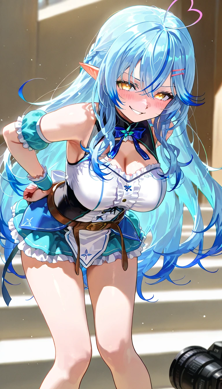 Kawaii Girl,Happy face,sky blue hair,Yellow eyes,Very long straight hair,demonic horns,ultra gigantic tits,Goth loli costume,(hardcore,oralsex),Looking at Viewer,White background