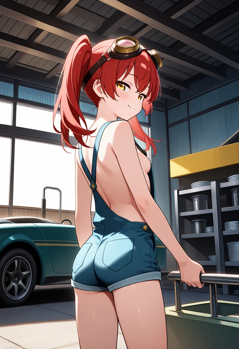 1girl, souryuu asuka langley, neon genesis evangelion,master piece,ultra high res,grab my ass,squating,looking viewer,white shirt,