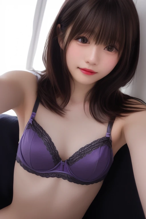 ((Tomboy, Small Head)), Dawn, sunlight, (Perfect body: 1.1), (Short Wavy Hair: 1.2), Auburn Hair, ((Sexy and colorful lingerie)), (Highly detailed CG 8k wallpaper), (Very delicate and beautiful), (masterpiece), (highest quality: 1.0), (ultra-High resolution: 1.0), Beautiful lighting, Perfect Lightning, Realistic Shadows, [High resolution], Delicate skin, Super detailed, Cute Smile,((Sexy pose showing her armpits to the camera)),Normal chest