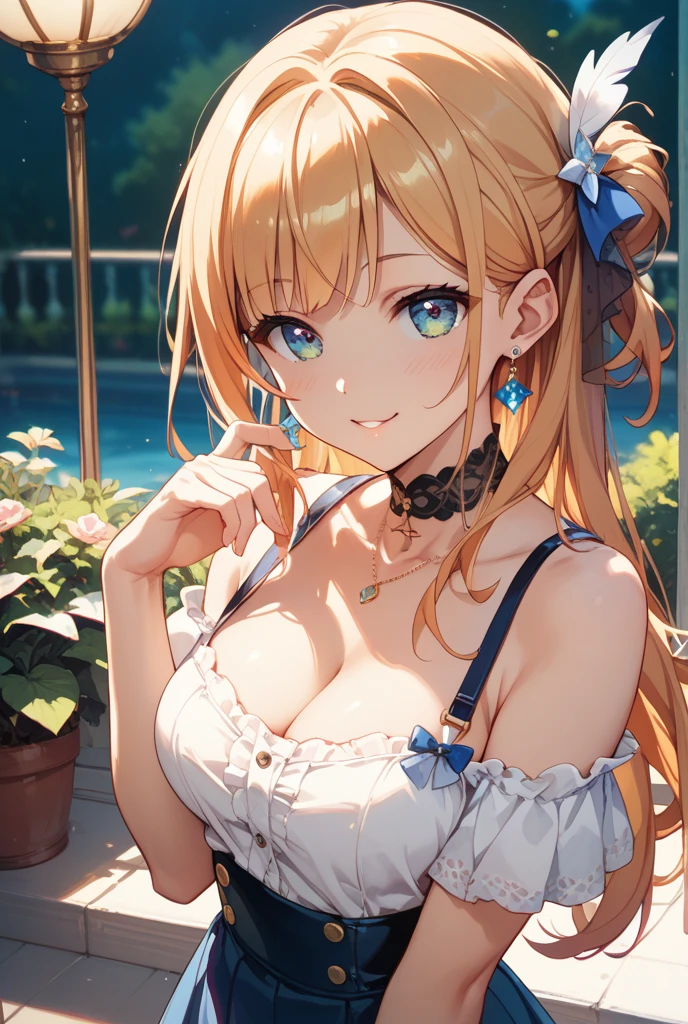 (((Masterpiece))), (((Highest quality))), ((Ultra-detailed)), ((Super fine illustration)), ((Ultra-fine painting)), ((16K highest quality wallpaper:1.4), (Upper body:1.6), HDR, Highly detailed and delicate illustration style:1.8, Detailed skin texture, Detailed cloth texture, Extreme detailed description, (Highly detailed face:1.4), (Highly beautiful and detailed fox ears:1.2), (Highly beautiful and detailed (golden-brown) hair:1.2), (Highly delicate beautiful and clear blue eyes:1.2), Original, RAW photo, Professional, Intricate details, Super details, Perfect anatomy:1.4, Highly detailed hands, Highly detailed fingers, Highly detailed fingertips, (Sexy), (Sexy), (27-years-old), (Solo:1.8), (Very beautiful and attractive fox female model:1.4)) BRAKE ((Beautiful and adorable fox ears:1.6), (Highly detailed and delicate fox ears:1.2), (Beautiful and well-shaped big breasts:1.2), Beautiful and well-shaped buttocks, (Beautiful and shiny (golden-brown) hair:1.4), (Highly detailed and delicate (golden-brown) hair:1.4), (Beautiful and clear blue eyes:1.6), (Highly detailed and delicate blue eyes:1.2), (Highly detailed face:1.4), (Smile:1.4), (Blush:1.3), (Looking at viewer:1.4), (Dynamic pose:1.2), (Celebration:1.4)) BRAKE (((Sapphire-Blue-Color:1.2) Cleavage Frilled-bikini:1.4)) BRAKE (Concept-art) BRAKE ((Very beautiful and elaborate indoor poolside background in a luxury resort hotel just after a summer afternoon:1.6), (Just after noon:1.4), Very beautiful and elaborate indoor poolside at a luxury resort hotel just after a summer afternoon:1.2) BRAKE (NSFW) BRAKE 