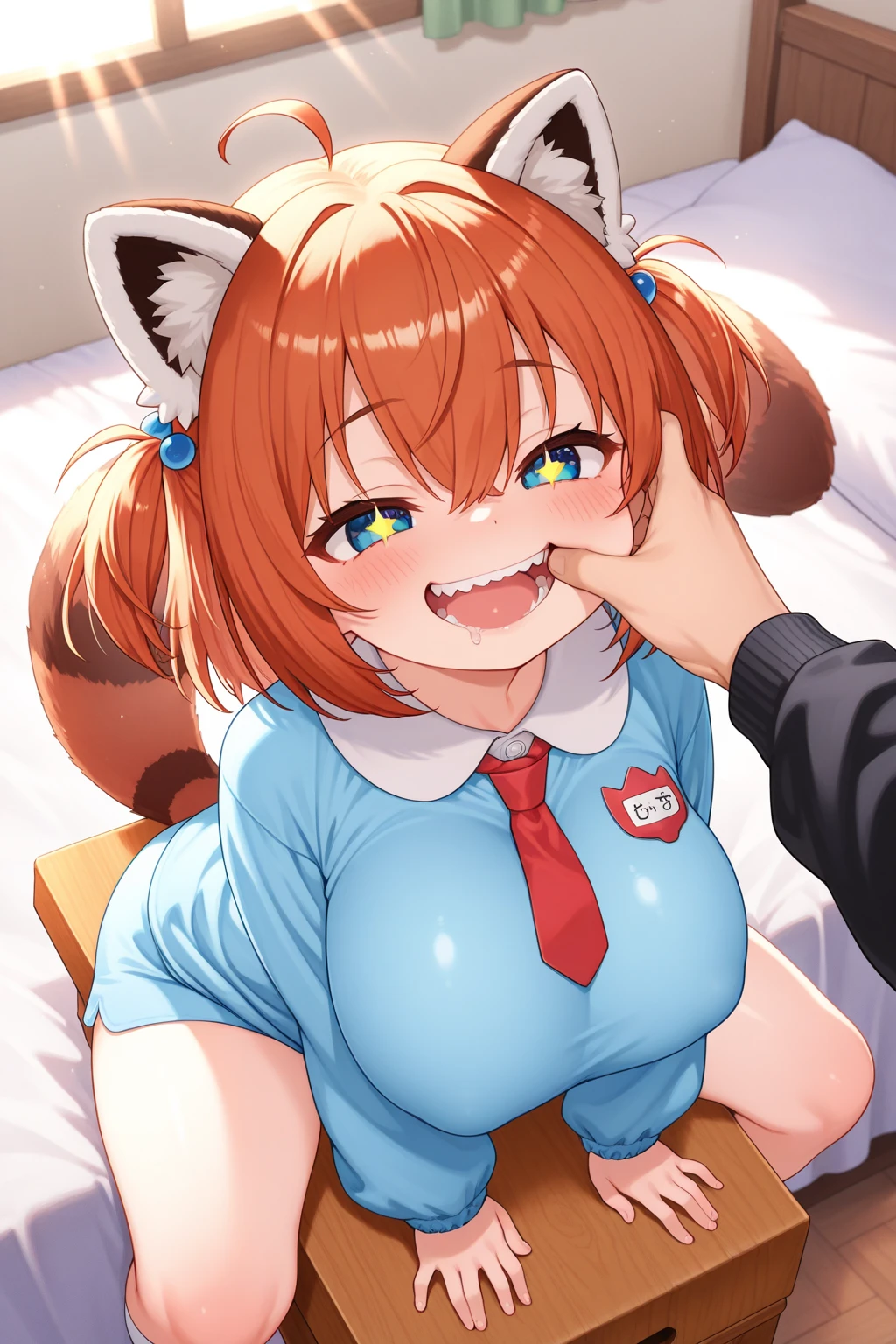 (licking my dick:1.2), (holding penis:1.2), masterpiece, best quality, ultra detailed, ultra high res, photorealistic, 8k, bedroom, on bed, (nude:1.3), Ahegao, Embarrassed face, Asuka Langley Soryu, blue eyes, Hair between the eyes, Orange Hair,