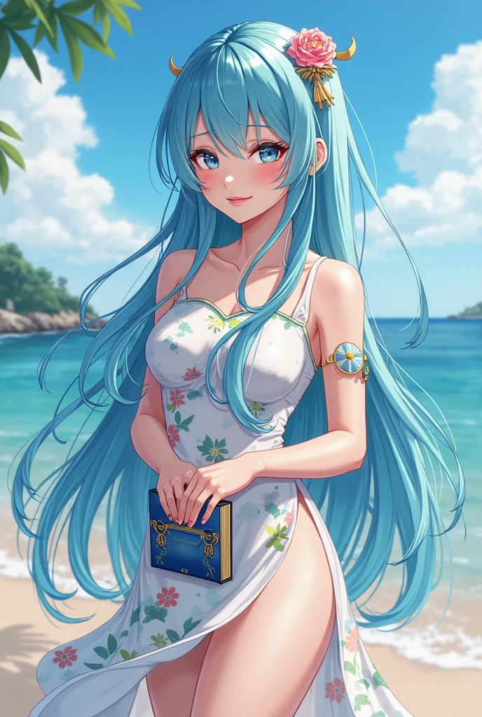 Beautiful sea and white sand,Ocean View,tiffany blue swimsuit,Latest swimwear designs,Dazzling Smile,Laugh a lot,Laugh heartily,Full Body Shot,Japanese,Young Girl, well-shaped eyebrows , Beautiful details, Big Eyes,Straw hat,Natural Makeup, Highly detailed skin, 8K quality, Highest quality, Realistic, Cinematic Light,young,Baby Face,Latest Fashion,Masterpiece, Highest quality, High resolution,