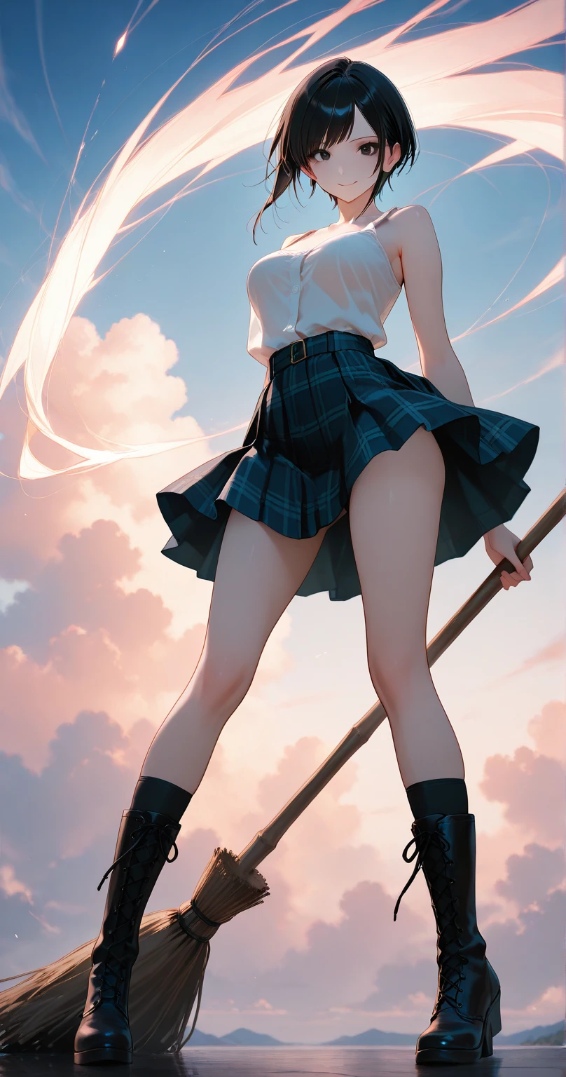 1girl, 8k, (masterpiece, best quality, perfect lighting, direct lighting:1.2),  (full body), fisheye, from below, sky view, beautiful clear sky,
a photo of a cute girl, izayoi sakuya, throwing knives, in a precincts of shrine,
dynamic pose,   outdoors,
BREAK
blue eyes, maid headdress, braid, grey hair, maid, twin braids, short hair, wrist cuffs, bow, hair bow,  short sleeves, ribbon, apron,
<lora:flat2:-0.5>
<lora:sakuya:1>