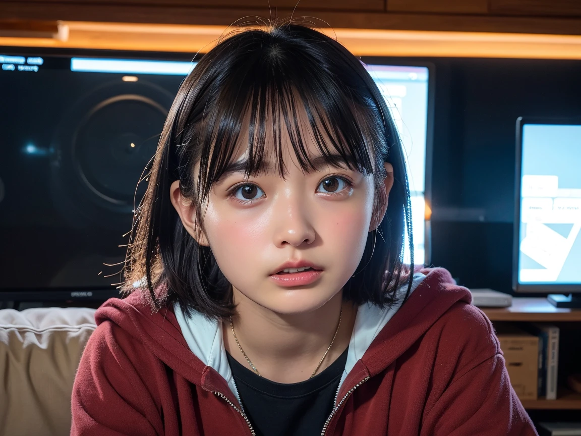 ma-1,{{Best Quality}}, {{super detailed}},One girl,Downturned eyes,G Cup Breasts,drooping eyes ,Cute girl with black bob cut hairstyle and white marble glowing skin,11 years old,Cute Girl,Oval face shape ,slender,Detailed portrait of the perfect lovely girl, slim, Face , Futuristic , Teen, kwak ji young, Dreamy, Black eyes, Cinematic lighting, Innocent, Highly detailed, Sharp Focus, Smooth, art  stations, Convoluted,Ballet dancer ,awardwinning, Pure aura, Anime, Highly detailed CG Unity 8k wallpaper of girl with perfect symmetrical confident face with black mid-cut hairstyle and blushing cheeks , taken by Canon EOS, Sigma Art Lens 28mm f4, ISO 200 Shutter Speed 2000