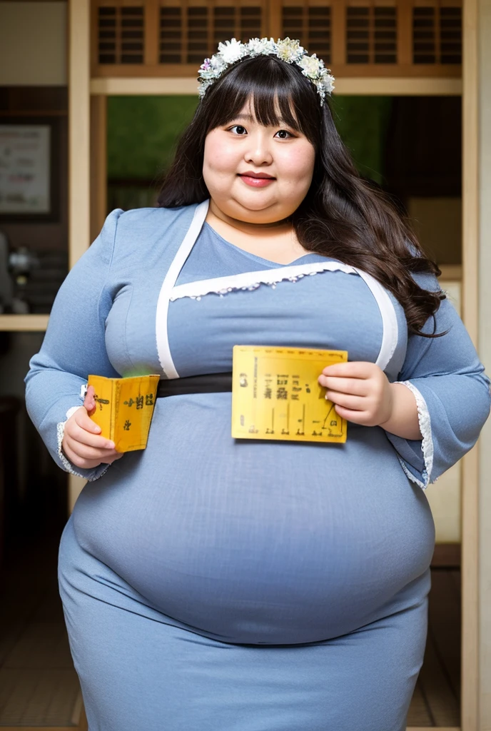 Asian, chubby cheeks, double chin, obese, fat, bloated, swollen, pregnant, nurse uniform, fat arms, inflated 