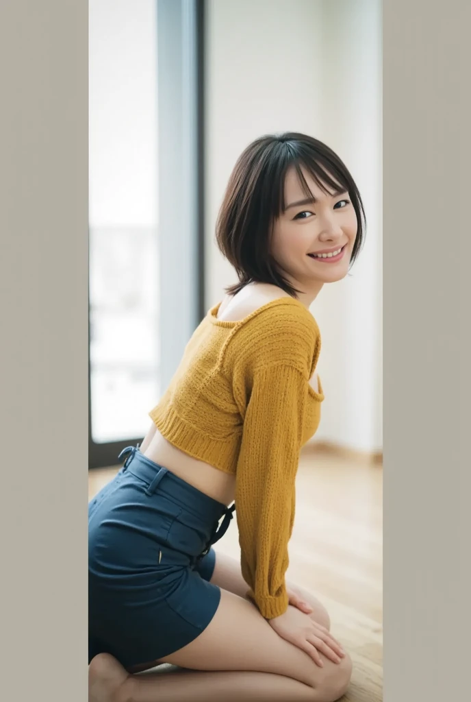 Front Button Denim Mini Skirt Erotic Small Breasts Front Button Skirt Gal Model D.I.A Photo Style Short Hair