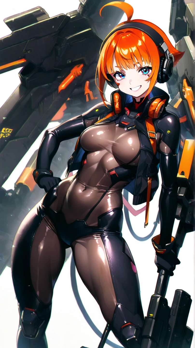 ((Best quality)), ((masterpiece)), (detailed: 1.4), Robot pilot woman defined muscular body, Neon evangelion style, half thick naked thighs, closed mouth, only panties, muscular body parts covered by technological clothing, (((medium breasts)) perfect, generous neckline, (((orange clothing)), Holland, pastel, (((mechanical arm))), airplane wings on the back, dark brown straight hair with straight bangs on the forehead, short underwear, garter belt, by mucha, niji --V5, close to real, best quality, almost naked, psychopathic, crazy face, sexy pose, psychedelic background, 2 piece clothes, Holland symbol designs, cyberpunk, dark blue bra with the sun, (((clothes with the colors of the Dutch national team shirt))), pointed shoulder pads, blue eyes without pupils, HDR (High Dynamic Range), Ray Tracing,NVIDIA RTX,Super-Resolution,Unreal 5,Subsurface Dispersion, PBR Texture, Post-processing, Anisotropic Filtering, Depth of Field, Maximum Clarity and Sharpness, Multilayer Textures, Albedo and Specular Maps, Surface Shading, Accurate Simulation of Light-Material Interaction, Perfect Proportions, Octane Render, Two-Tone Lighting, Wide Aperture, Low ISO, White Balance, Rule of Thirds, 8K RAW, Crysisnanosuit