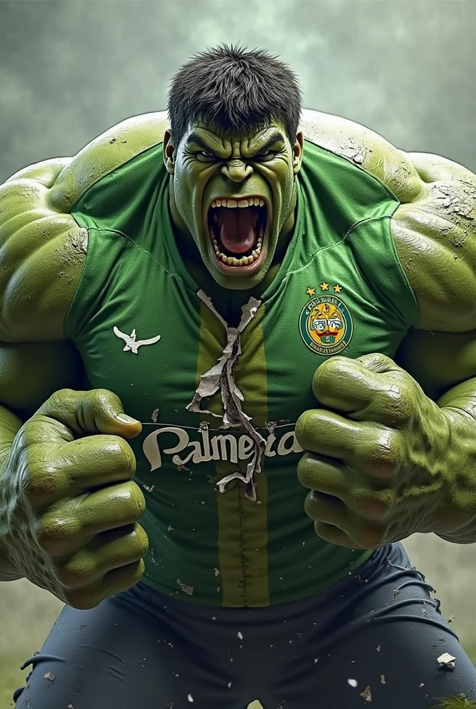 The Incredible Hulk wearing a black shirt with the words "J.Castro team" and laughing