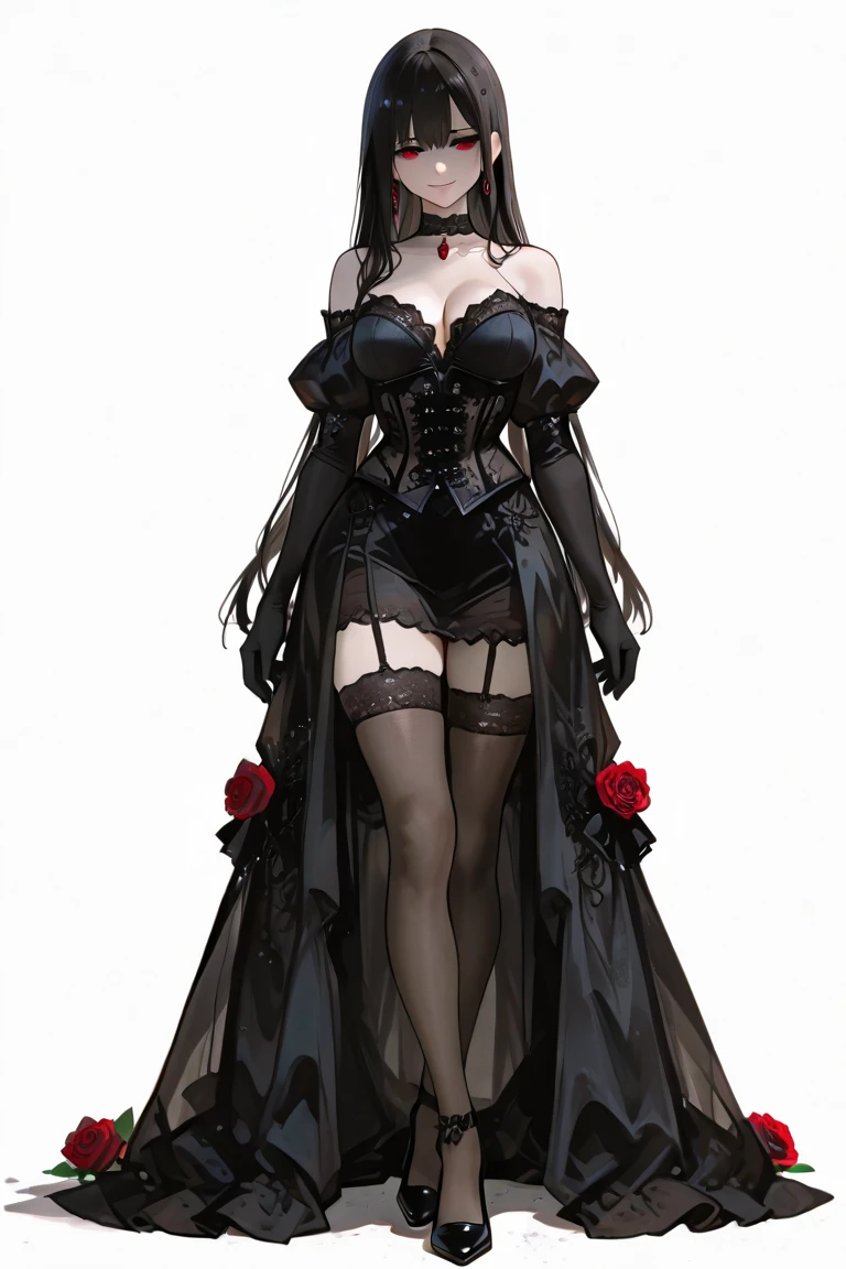 sexy，exposed，whole body，，High heel，beautiful girl，earrings，Erotic lingerie，Pampering，Original art style，earrings，long gothic dress，Wedding dress