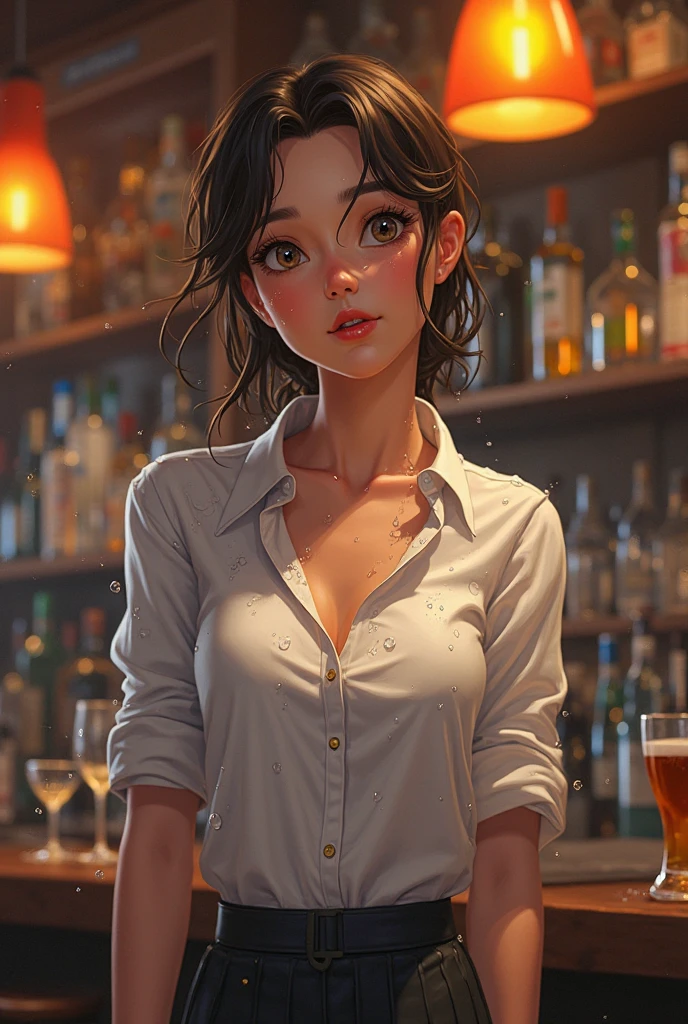 Merger_nana_lucobar,
(working in a dark atmospheric bar, working behind the bar, pulling pints, bar, dark wood bar, atmospheric, wearing a shirt and tie and skirt:1.2)
bokeh, f1.4, 40mm, photorealistic, raw, 8k, textured skin, skin pores, intricate details  <lora:epi_noiseoffset2:1>, epiCRealism