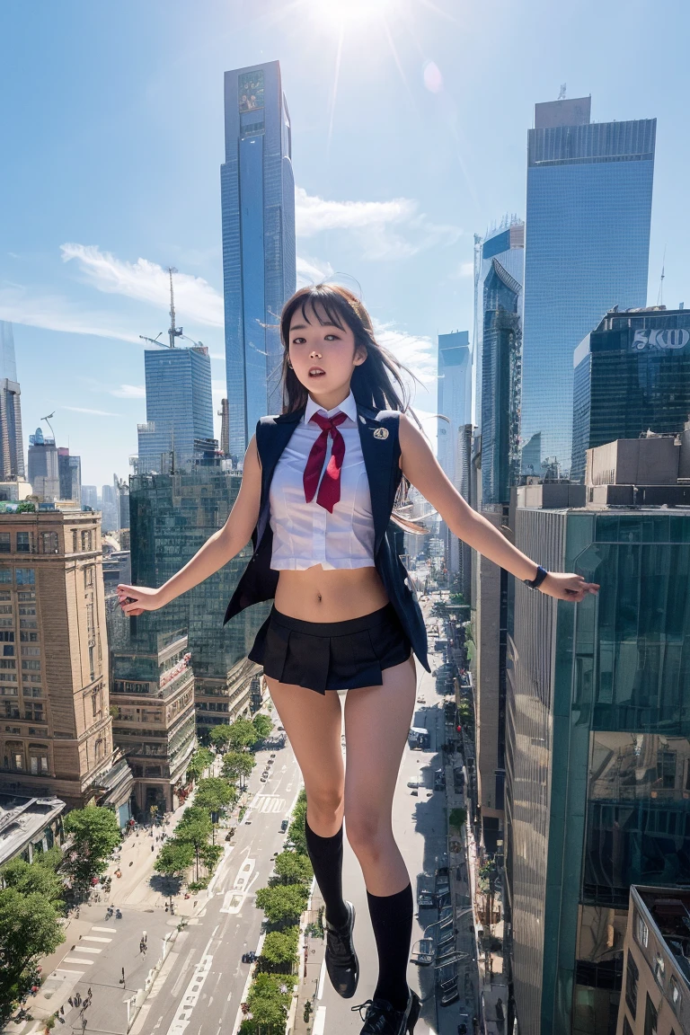 Highest quality,Super detailed,masterpiece,Realistic,8K,Photo Real,(Please shine a light on my face、Bright lighting:1.4),One Girl, Very beautiful 17 year old girl, (cute:1.2),A faint smile, (Brown eyes),(Brown haired),(prohibit),Perfect glowing skin,Perfect Skin,((erotic,Sexy and sexually explicit)),((Precise needles without discomfort)), (Big Breasts:1.1),big breasts and small waist, Look at the viewers,((Sailor suit)),((Short sleeve uniform white shirt)),(Red tie),(Plaid mini pleated skirt),(((Roll up the skirt yourself:1.5))),(I lifted it myself),(Show panties 1.5),Wearing panties,Panty Focus,(((get up,Spread your legs)), socks, (Black knee socks),(Loafer shoes), (night,Metropolis,skyscraper、Shibuya 109、intersection:1.4)、(From below:1.6)