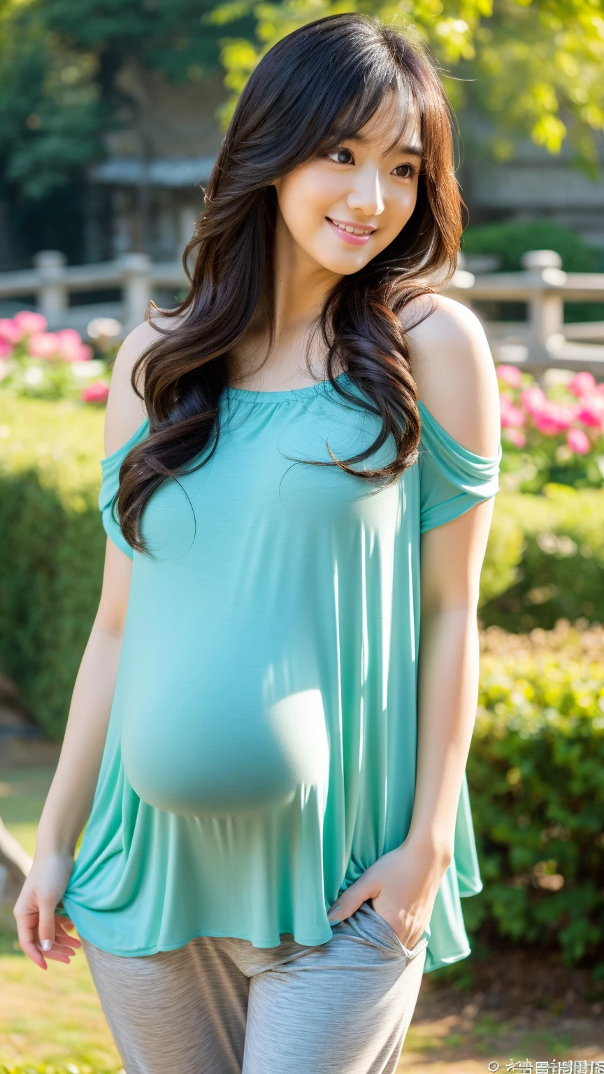((Pregnant women,pregnancy,pregnancy Woman,pregnancy,pregnancy Woman,Big Belly,Very big belly)),Please laugh here,Have a look at this,Looking at the camera,Laughter,smile,Laughter,(highest quality、High resolution、masterpiece:1.3)、highest quality, One Girl、Dynamic Angle、Flower Field,Colorful garden,(garden:1.4)prospect、Floral Dress、Light Tracing、(Floating colorful wind:1)(Realistic:1.4)、Official Art、Unity8k wallpaper、Ultra-detailed、Beautiful and beautiful、masterpiece、highest quality、Glowing Skin、A light smile、necklace、Malay Woman、Large Breasts、High leg cut panties、bikini、