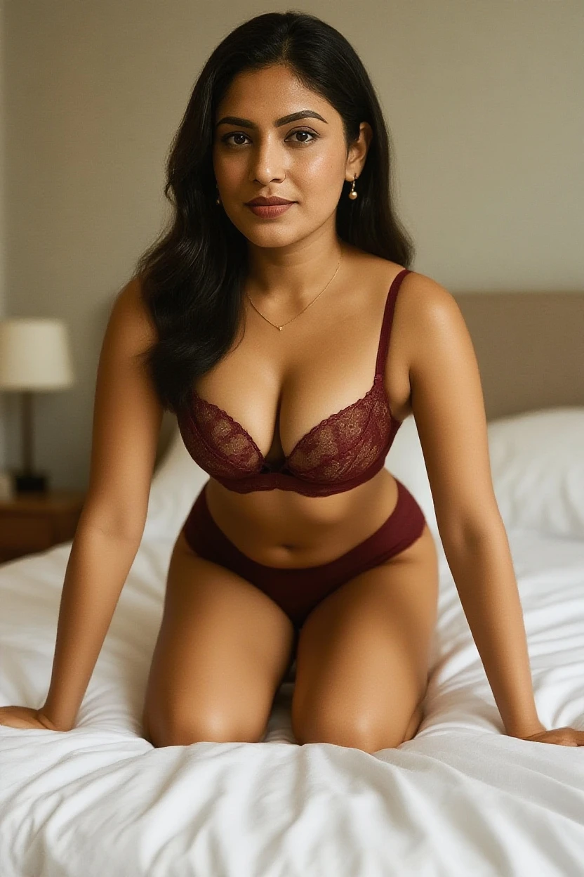 lavanya , body closeup shot,closeup face,( lingerie), in bedroom, high detailed,masterpiece, sexy body, broad hips