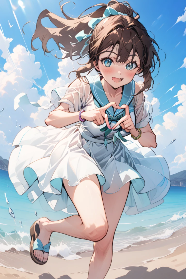 [(Cloud background:1.5),::5] (Isometric:1.0), 1Girl, mid shot, s whole body, ocean, Sea waves, Water splashes, sky, light particles, butterflies, natta, starry skies