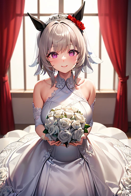 One girl, bouquet