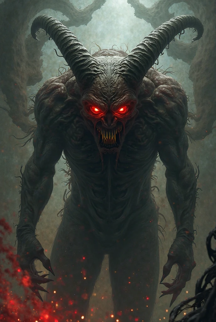 Demon with twistid jaw and sharp teeth