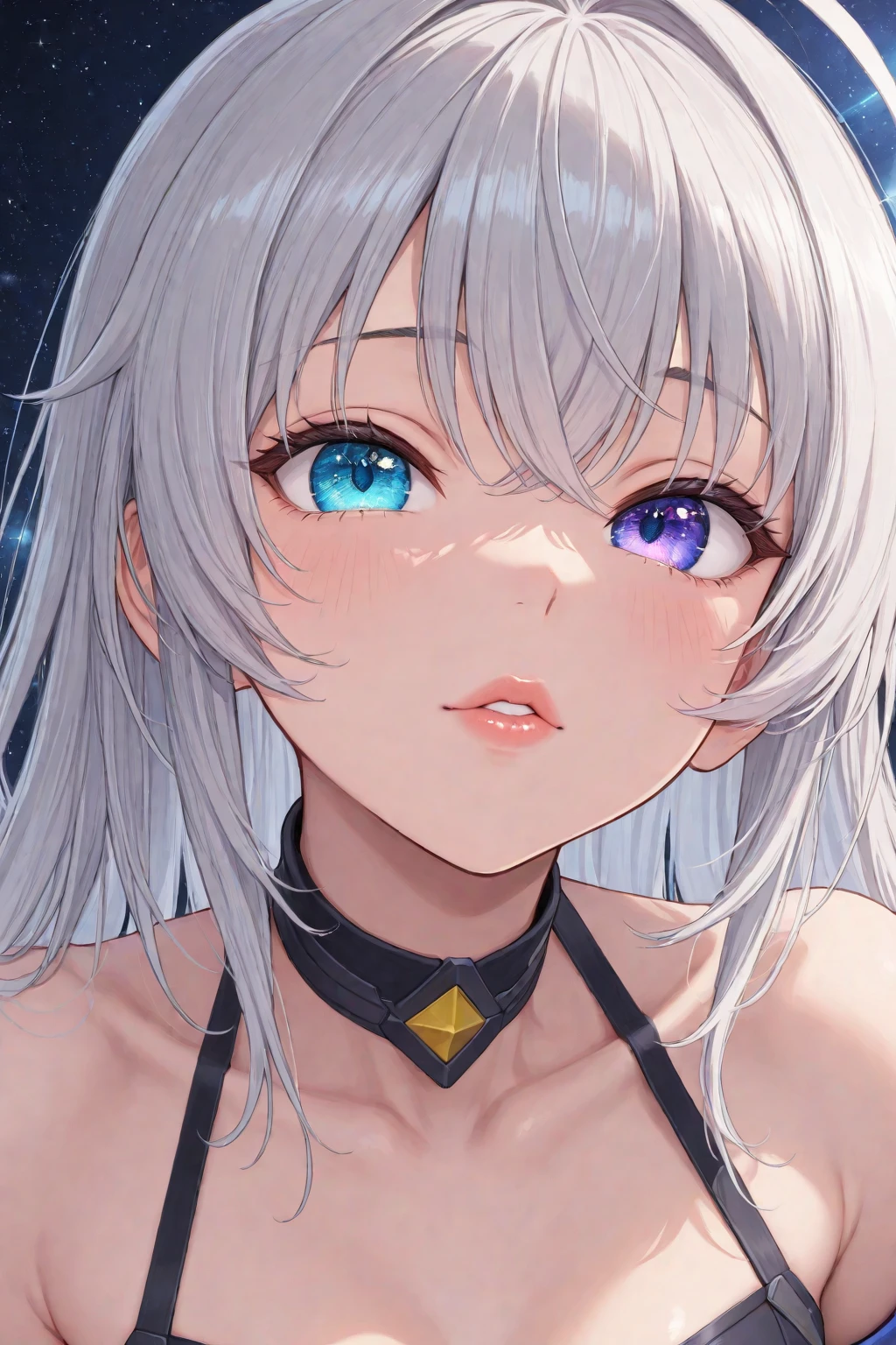 heterochromia,yezi-all,<lora:yezi:1>,1girl, cat girl, bell, solo, long hair, jingle bell, animal ears, neck bell,