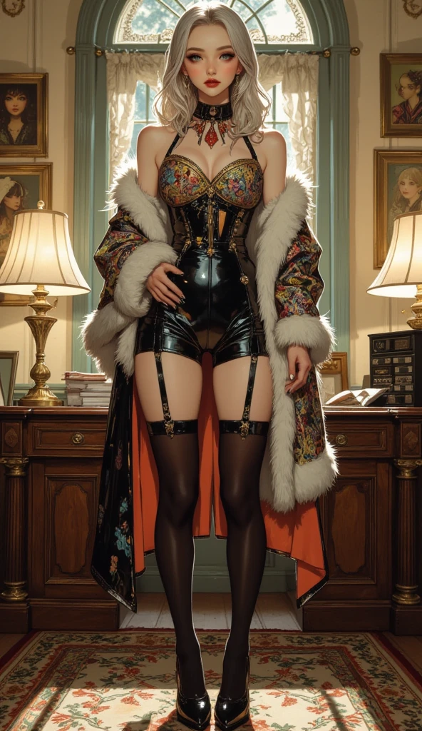 Fractal Art, gravure, look forward to, ((Wearing a dog collar)), slave, Flashy makeup, From the chest up, masterpiece, Highest quality, Very detailed, Realistic, Very detailed肌, Perfect Anatomy, (1 Japanese Mature), (alone), 95 years old, Big Breasts, Mature female politician, Glamour, sexy, Chromo White Skin, View your audience,
