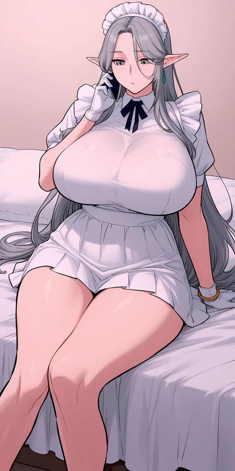 (8K cartoons),(A very beautiful and aesthetic work: 1.5), (The finest masterpieces: 1.5), (Highest Quality: 1.5), (Top-notch works: 1.5), (Perfect Eyes, perfect faces, A very beautiful and mature woman, Flushed face, Heavy makeup,Slightly open mouth,Sorrisos,Purple eyes),(School Uniform Skirt,Garter stockings),(Dim lighting,Sitting in a dark bedroom), (Very slender waist, Very huge and big:1.2,Very huge and large pelvis:1.2),(Nipple cover:1.4,Protrusion of the nipple:1),(cum on:1.4),(White-haired garma-wavy hair,Earrings,necklaces,Hairpins),(Posing for the camera)
