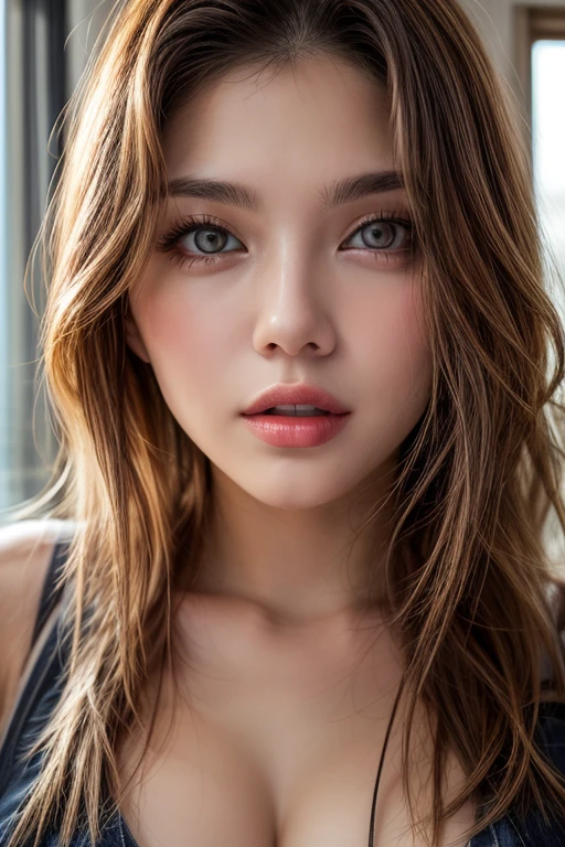 (realistic, photo-realistic:1.37),(8k, RAW photo, best quality, masterpiece:1.2), cute, ultra-detailed,heart-shaped pupils,physically-based rendering, ultra high res, kodakvision color, shot on Arricam LT Camera, bokeh, sharp focus,
looking at viewer,photorealistic,realistic, solo, photorealistic, best quality,extremely detailed face,extremely detailed eyes and face, beautiful detailed eyes,absurdres, incredibly absurdres,haunting smile,Messy hair, floating hair, ,