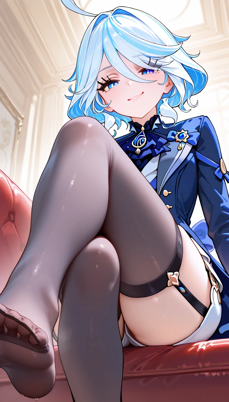 Robin from honkai star rail, playful gaze, sweating, showing tits, showing armpits, Both hands up