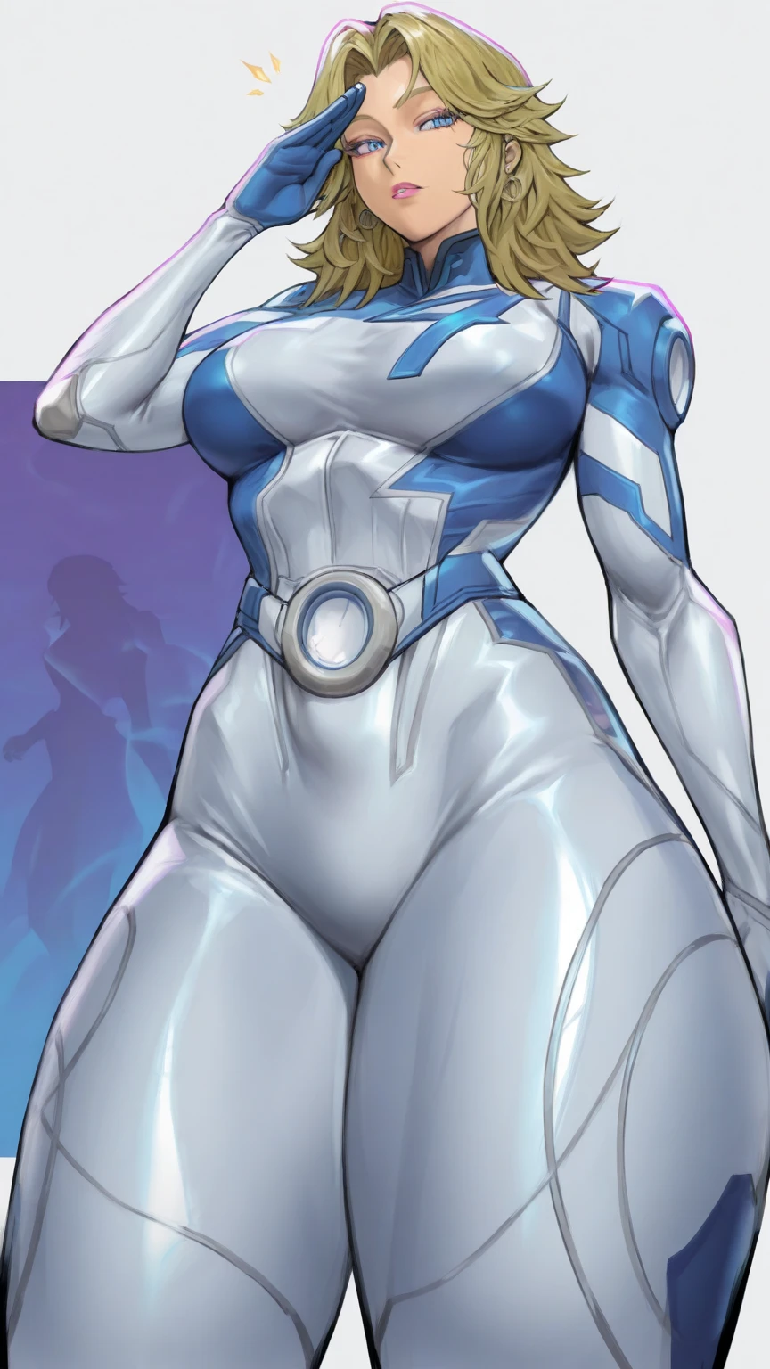 8k ((full body view))((view from below:1.6)) (large eyes:1.3), defined cheekbones, looking back, ((the pit style:1.4))((sleek chrome bodysuit:1.6)) ((intricate metal details:1.4))detailed face:1.5), (hooves:1.5), light blue skin,(puffy lips:1.5) (lightblue skin:1.6), (bald woman:1.7), (skinhead) ((sexy pose)),(Muscular:1.3), ((gigantic breasts:1.5)), )highly detailed, majestic, digital photography, art by artgerm and ruan jia and greg rutkowski, ((metal shoulder pads:1.2)), (masterpiece), sidelighting, intricate details, black and blue color palette