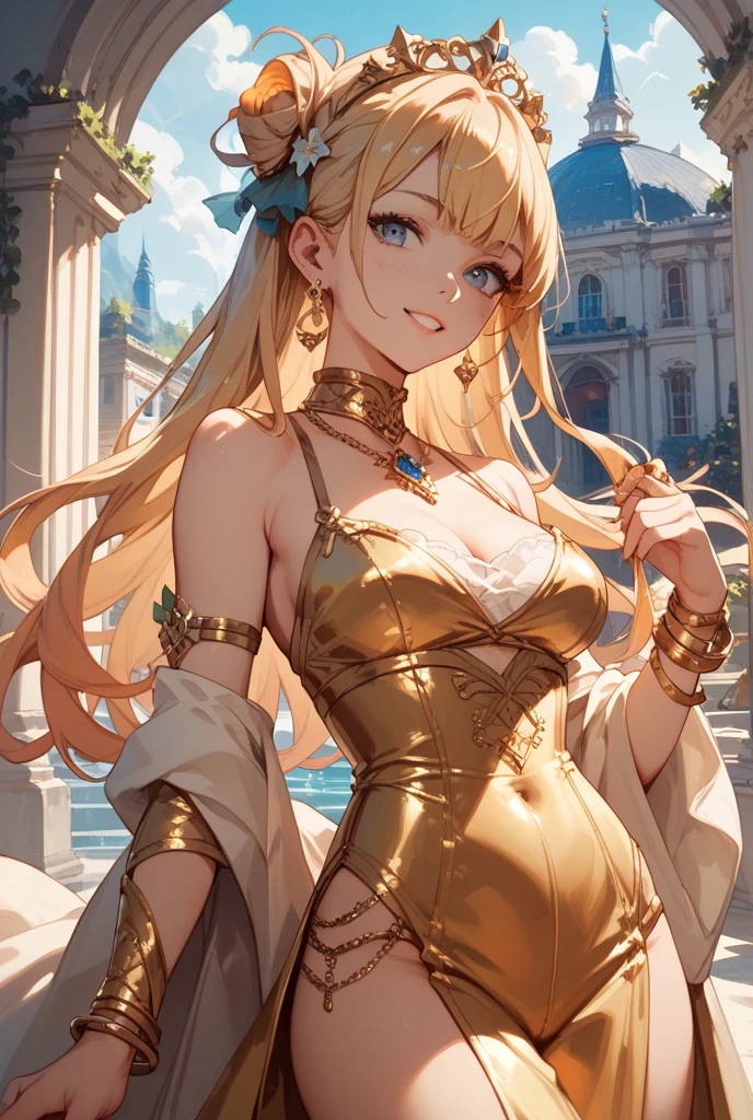 <lora:qiyanaLeagueOfLegends_v10:0.58>, portrait a qiyana (standing in park:1.2), tube top, skirt, small breast, orange eyes, white hair, dark skin, smile, open mouth, ((detailed hands)), (masterpiece:1.2), (best quality:1.2)