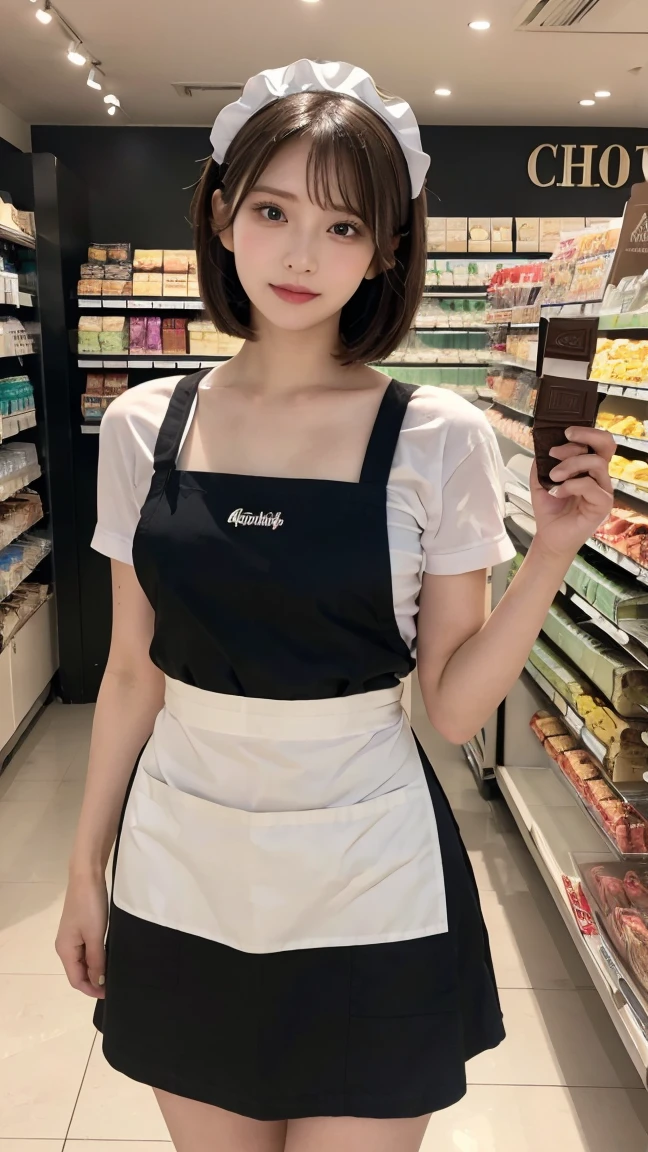 8k, top-quality, (pubic hair beauty)、hight resolution, realisticlying, realperson, Beautiful girl working at a Starbucks workbench,Buttocks sticking out in the back view、((Turn around and smile))、Short green apron,Black Slim Shirt,Black Baseball Cap,,hyper realstic,barechested、NAKED Apron、Wearing a apron、full body Esbian、huge tit、Chest valley、beauty legs