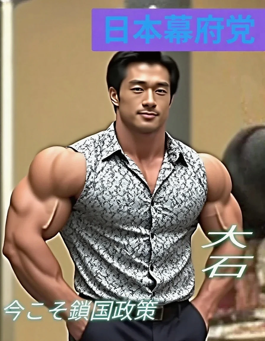 group of young buffed stacked korean guys in detail